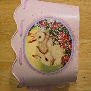 Pink Tin Easter Bunny Basket